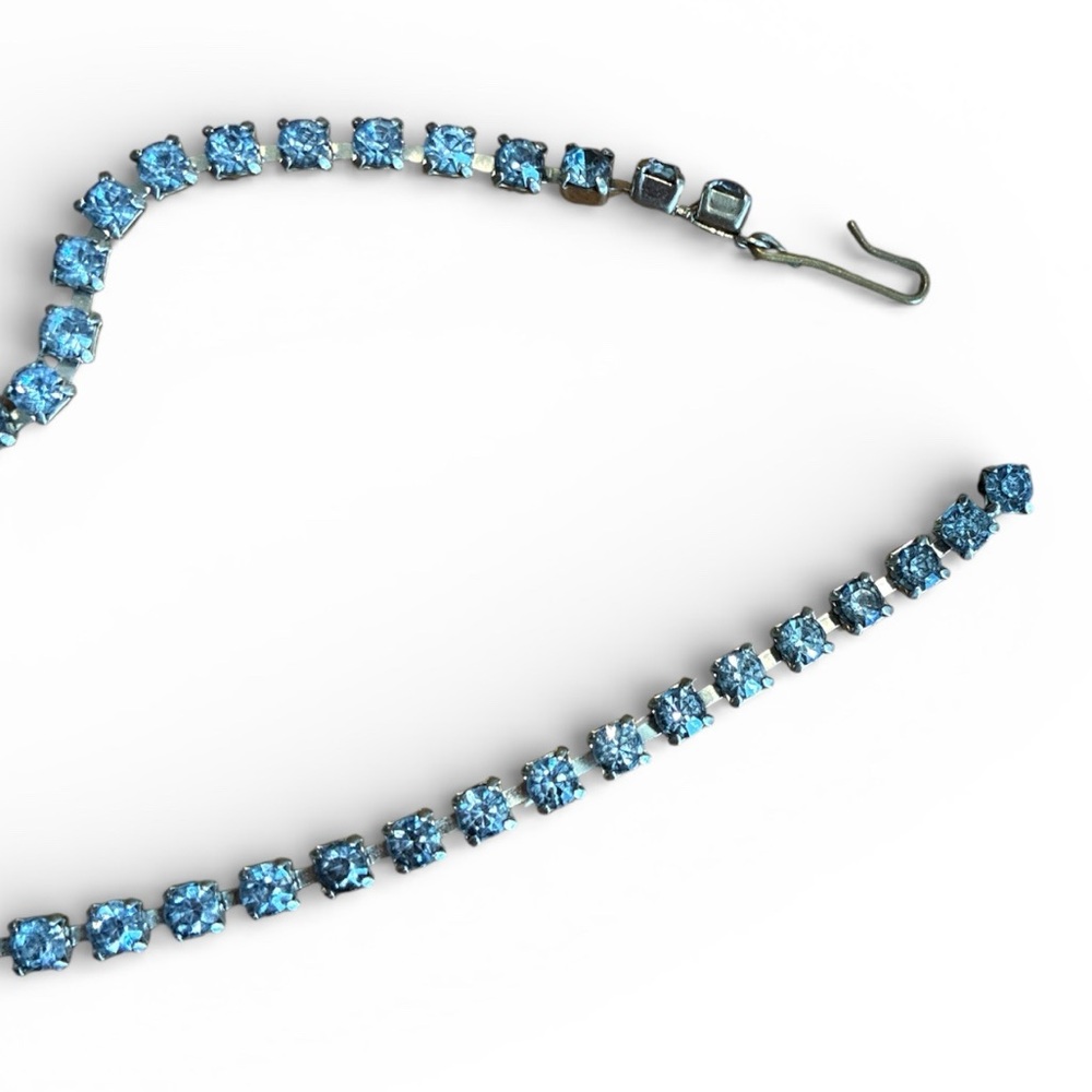 Vintage La-Rel Silver Ice Blue Rhinestone Choker Necklace - Picture 3 of 4